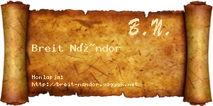 Breit Nándor névjegykártya